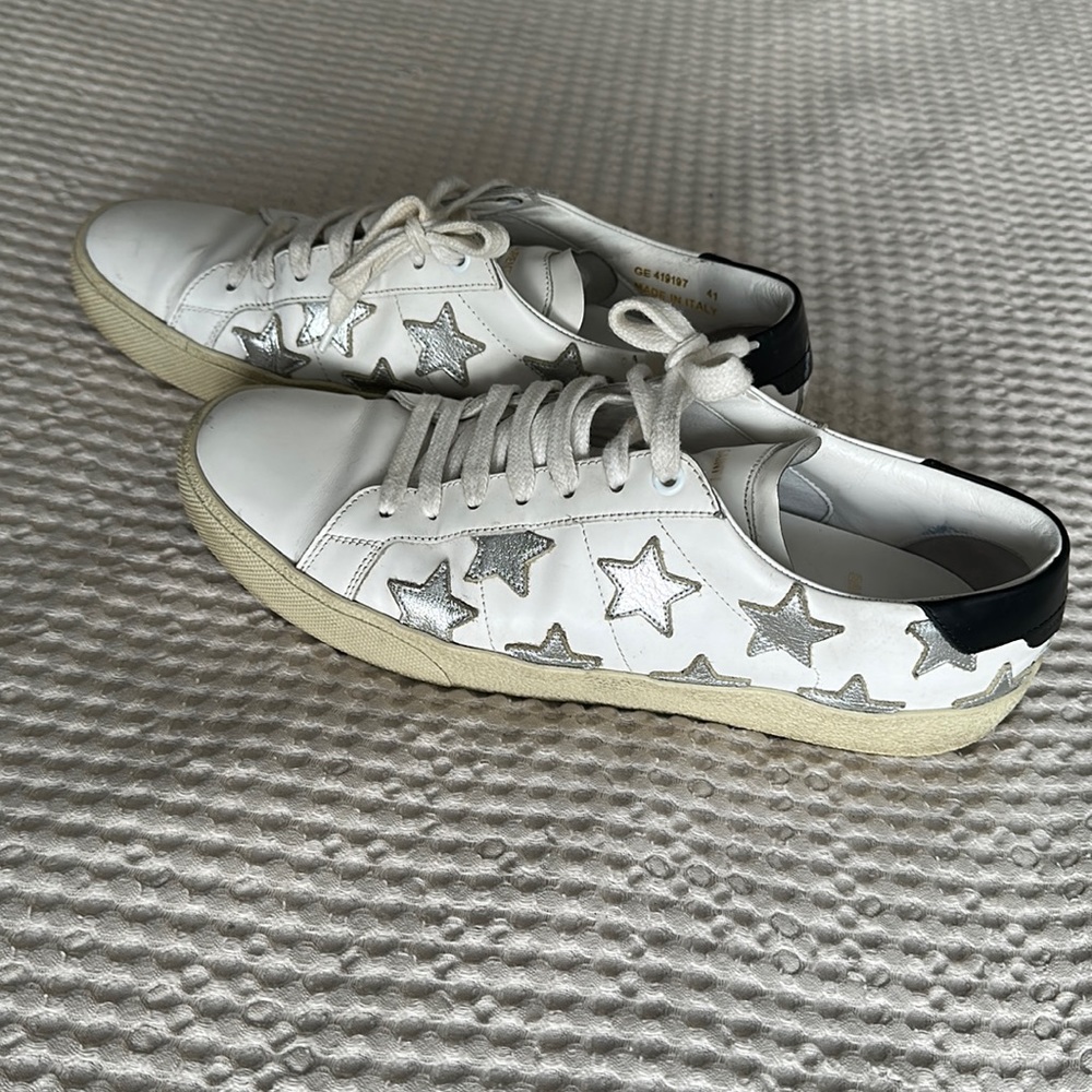 YSL leather silver stars sneakers size 41